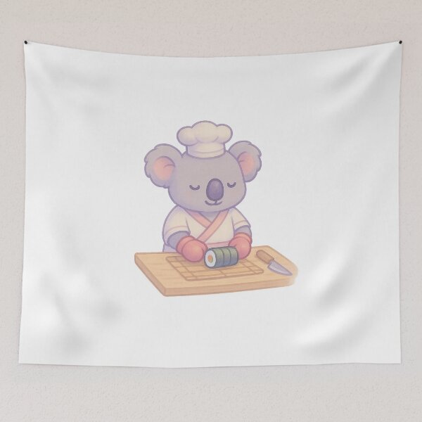 Item preview, Sushi Chef Koala – Cute Pastel Cooking Animal Illustration I Whimsical Creatures Collection designed and sold by Domci.