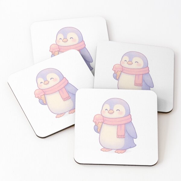 Item preview, Ice Cream Penguin – Cute Pastel Animal with Scarf I Whimsical Creatures Collection designed and sold by Domci.
