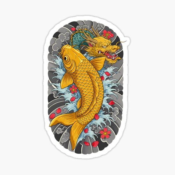 Item preview, Golden Koi and Full Oriental Dragon designed and sold by ShizukaInk.