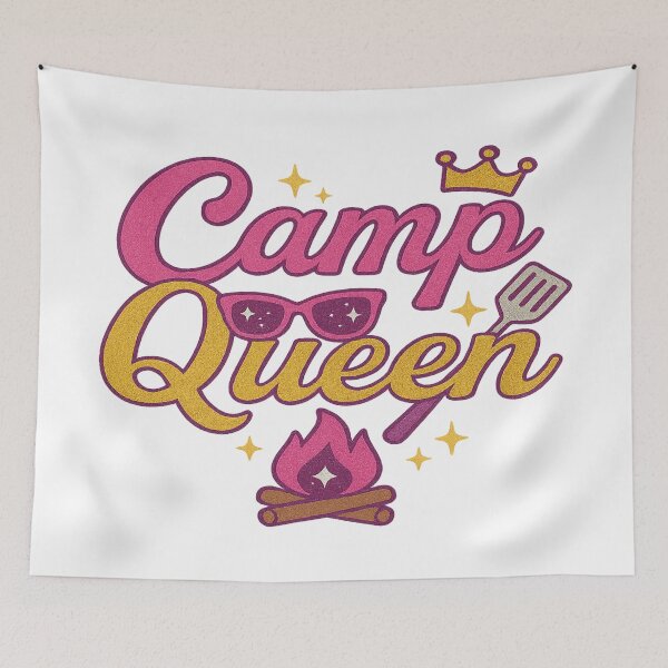 Item preview, Camp Queen – Glam Camping Adventure Typography for Summer & Outdoor Fun designed and sold by Rajasekar.