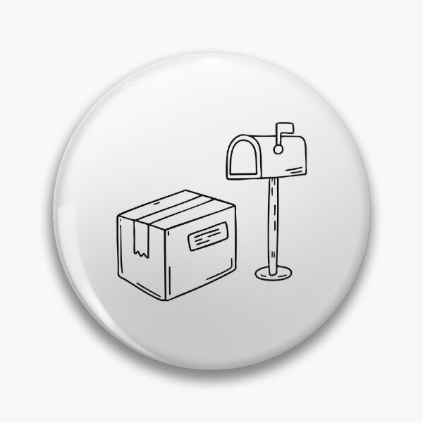 Item preview, A sealed cardboard box with a shipping label, placed beside a mailbox designed and sold by rasagamastore.