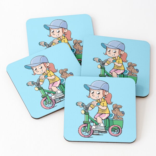 Item preview, girl drives a small dog in a basket on a bicycle designed and sold by duxpavlic.