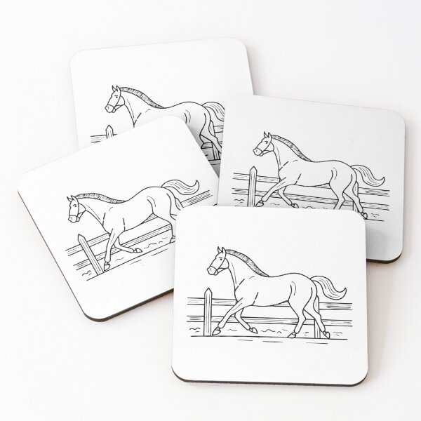 Item preview, horse trotting inside a fenced paddock, kicking up dust designed and sold by rasagamastore.