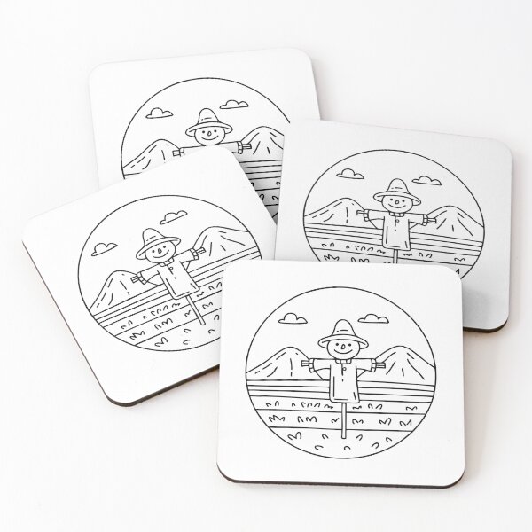 Item preview, scarecrow at paddy field with mountains designed and sold by rasagamastore.