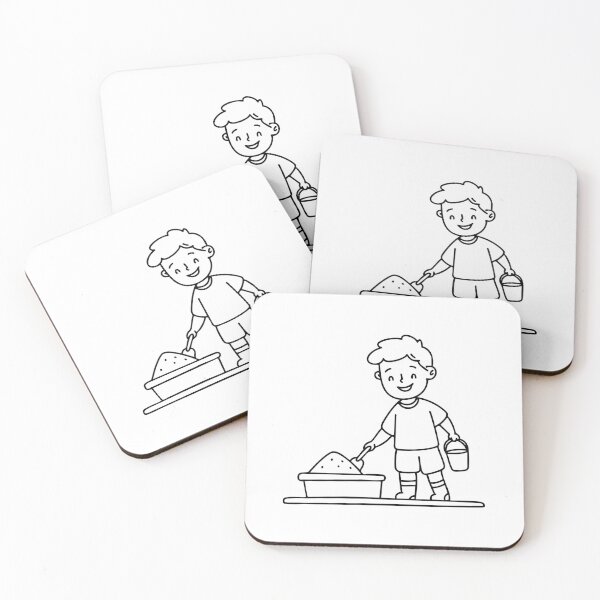Item preview, child carrying a pail of sand and shovel at sandbox designed and sold by rasagamastore.