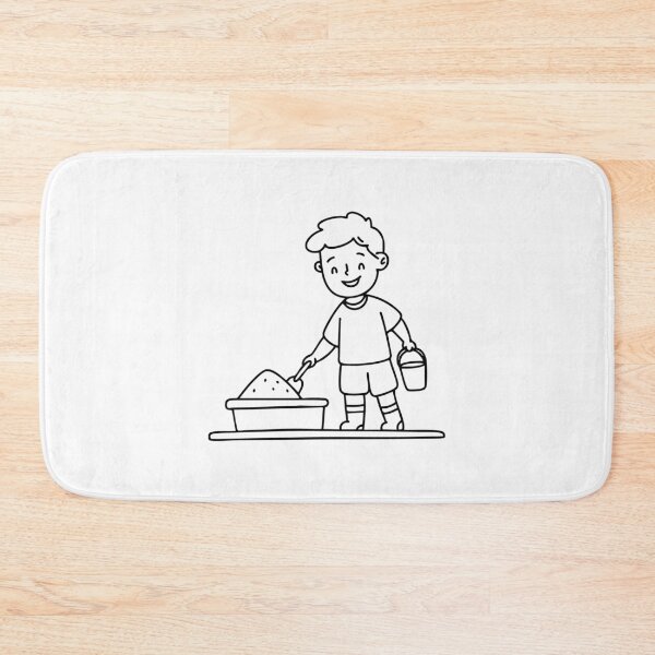 Item preview, child carrying a pail of sand and shovel at sandbox designed and sold by rasagamastore.