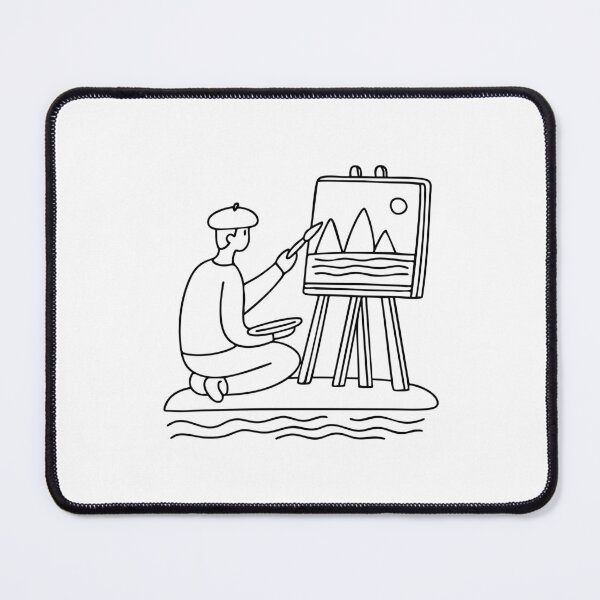 Item preview, artist sitting by a river, painting a landscape on a canvas designed and sold by rasagamastore.