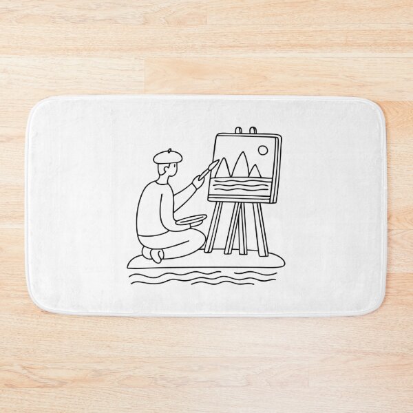 Item preview, artist sitting by a river, painting a landscape on a canvas designed and sold by rasagamastore.