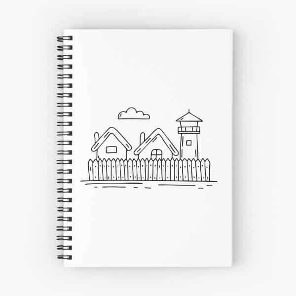 Item preview, wooden palisade surrounding a small village, with a watchtower nearby designed and sold by rasagamastore.