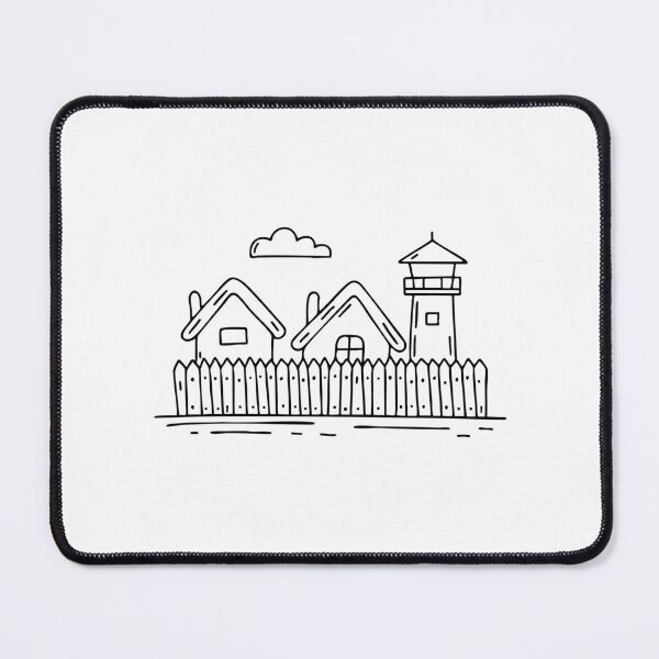 Item preview, wooden palisade surrounding a small village, with a watchtower nearby designed and sold by rasagamastore.