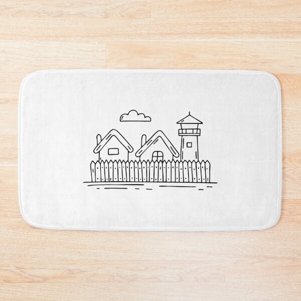 Item preview, wooden palisade surrounding a small village, with a watchtower nearby designed and sold by rasagamastore.