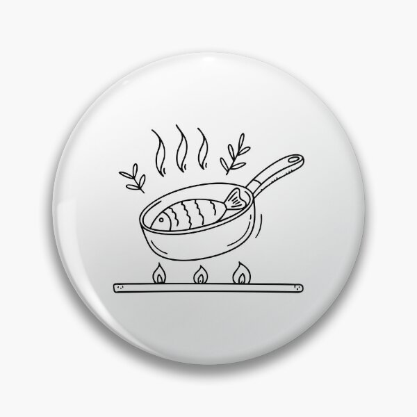 Item preview, fish grilling with herbs in a pan over a stove designed and sold by rasagamastore.
