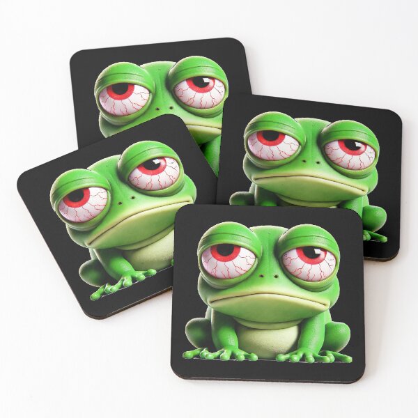 Item preview, Sleep-Deprived Frog with Red Eyes – Funny Cartoon Style designed and sold by Josinta.