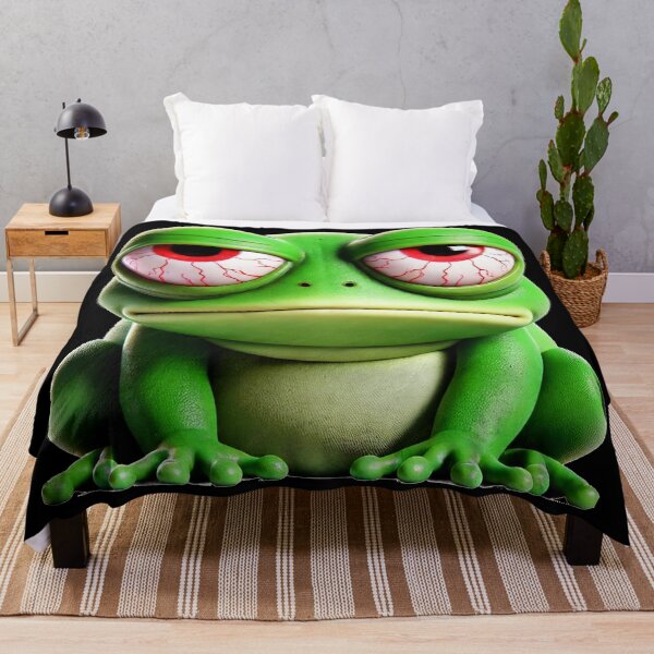 Item preview, Sleep-Deprived Frog with Red Eyes – Funny Cartoon Style designed and sold by Josinta.