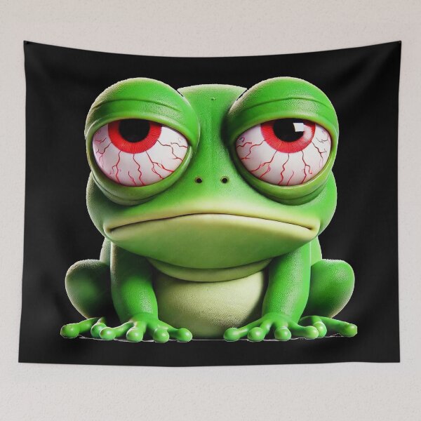 Item preview, Sleep-Deprived Frog with Red Eyes – Funny Cartoon Style designed and sold by Josinta.