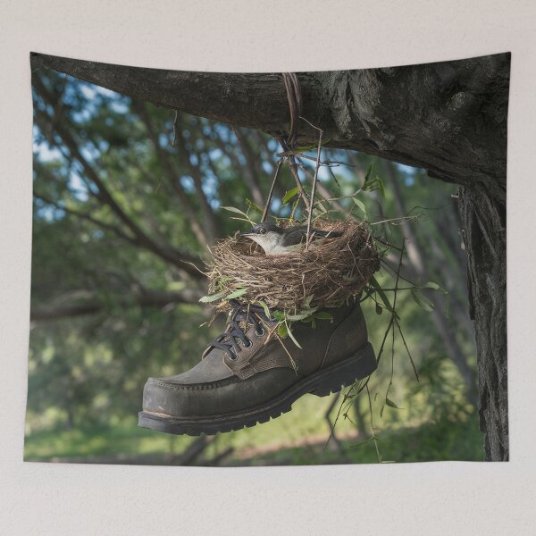 Item preview, Whimsical Bird Nesting in Boot  designed and sold by AnimalAirtistry.