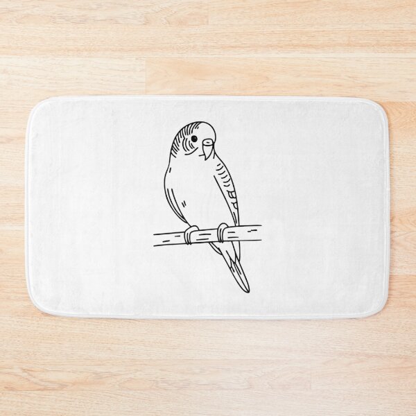 Item preview, parakeet perched on a wooden branch, tilting its head designed and sold by rasagamastore.