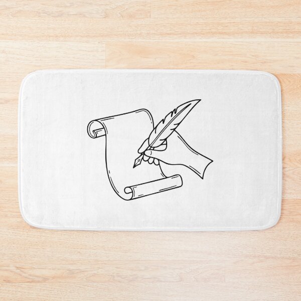 Item preview, hand holding a quill, writing on a parchment scroll designed and sold by rasagamastore.