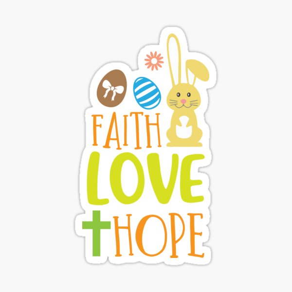 Item preview, Faith Love Hope – Colorful Easter Bunny & Egg Design for Kids designed and sold by TeesHearts100.