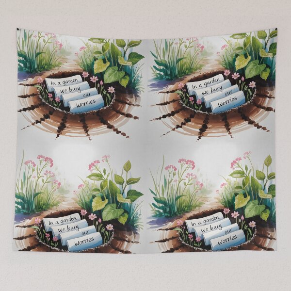 Item preview, In a Garden We Bury Our Worries – Floral Hobby Quote Art designed and sold by EmeraldeaArt.
