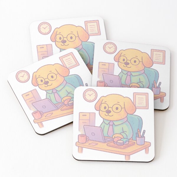 Item preview, Office Dog – Cute Pastel Illustration of Working Puppy I Whimsical Creature Collection designed and sold by Domci.