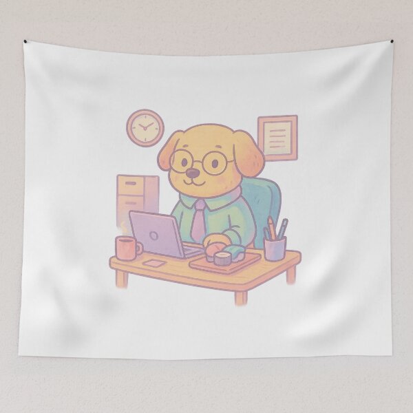 Item preview, Office Dog – Cute Pastel Illustration of Working Puppy I Whimsical Creature Collection designed and sold by Domci.