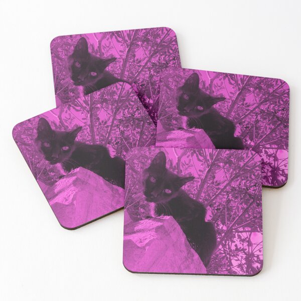 Item preview, Black cat watching from wall, pink edit designed and sold by Dryft7.