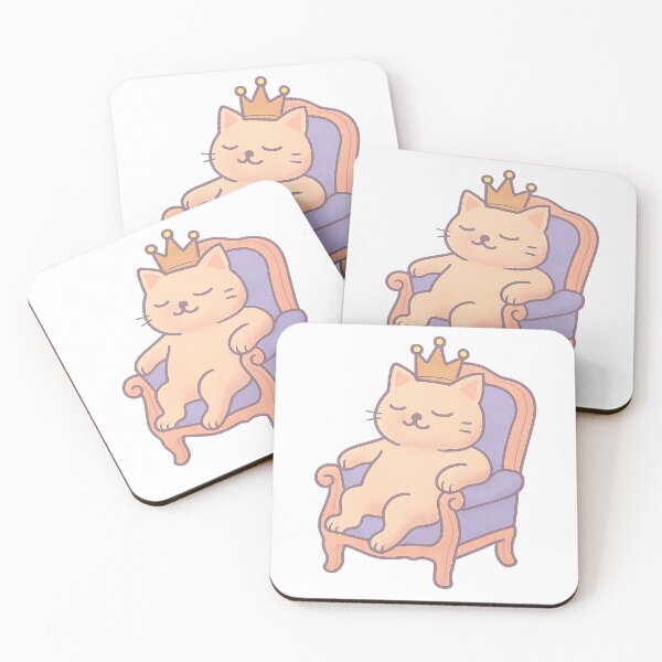 Item preview, Royal Cat on Throne – Cute Pastel Kitty with Crown I Whimsical Creatures Collection designed and sold by Domci.