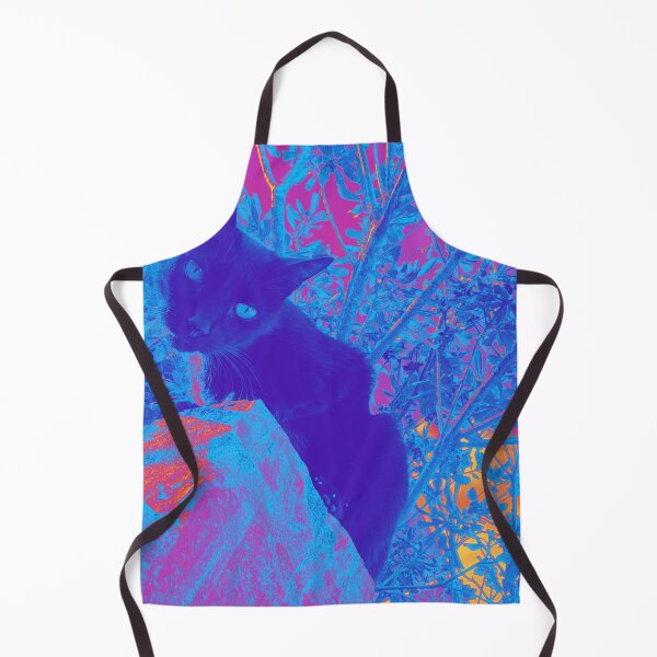 Item preview, Black cat watching from wall, surrealistic colors designed and sold by Dryft7.