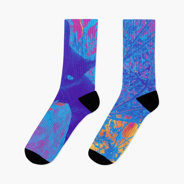 Item preview, Black cat watching from wall, surrealistic colors designed and sold by Dryft7.