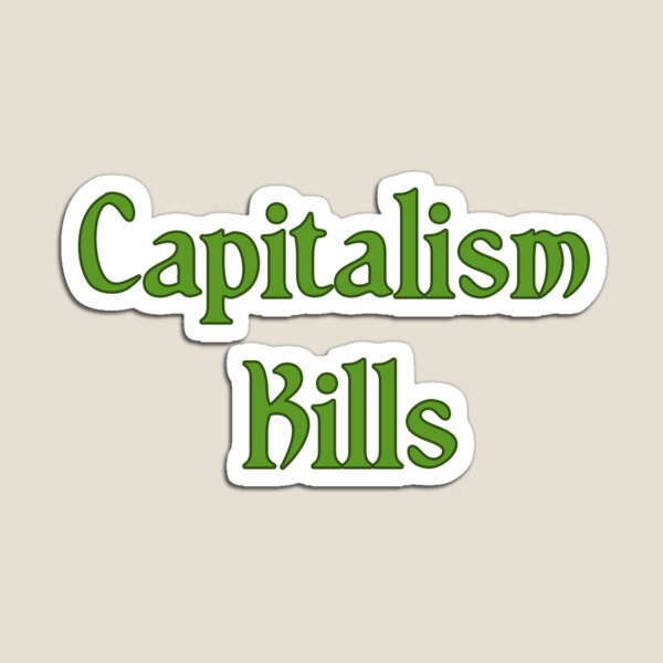 Vista previa del artículo con la obra «El capitalismo mata: arte propagandístico marxista distópico», diseñado y vendido por RevolutionToday.