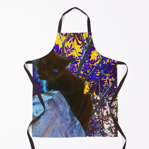Item preview, Black cat watching from wall, surrealistic colors designed and sold by Dryft7.