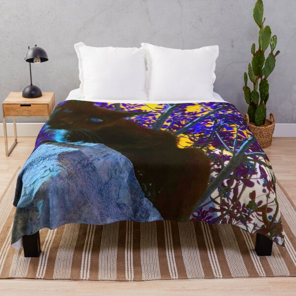 Item preview, Black cat watching from wall, surrealistic colors designed and sold by Dryft7.