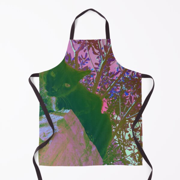 Item preview, Black cat watching from wall, surrealistic colors designed and sold by Dryft7.