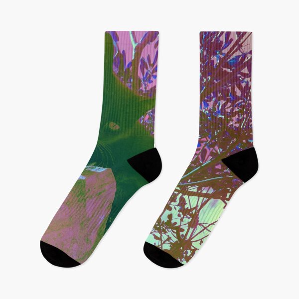 Item preview, Black cat watching from wall, surrealistic colors designed and sold by Dryft7.