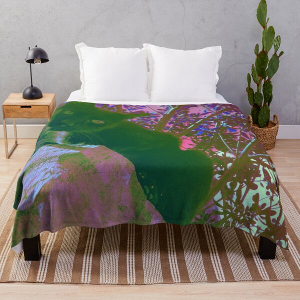 Item preview, Black cat watching from wall, surrealistic colors designed and sold by Dryft7.