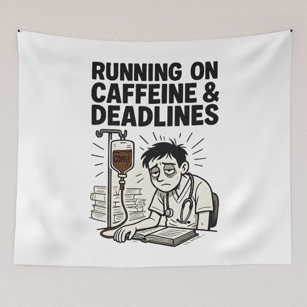 Item preview, Running on Caffeine & Deadlines designed and sold by Uglyandcute.