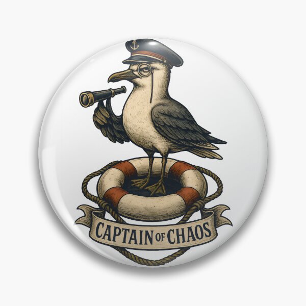 Item preview, Funny Seagull Captain with Monocle – Captain of Chaos Nautical Humour Art designed and sold by Shoot-The-Moon.