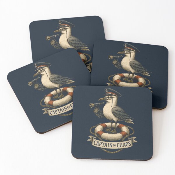 Item preview, Funny Seagull Captain with Monocle – Captain of Chaos Nautical Humour Art designed and sold by Shoot-The-Moon.