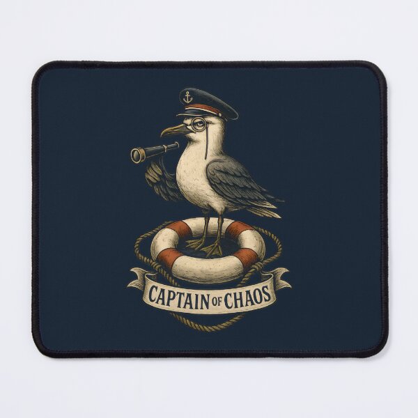Item preview, Funny Seagull Captain with Monocle – Captain of Chaos Nautical Humour Art designed and sold by Shoot-The-Moon.