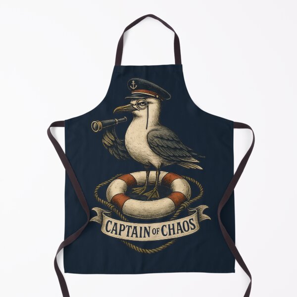 Item preview, Funny Seagull Captain with Monocle – Captain of Chaos Nautical Humour Art designed and sold by Shoot-The-Moon.