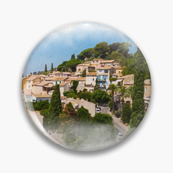 Item preview, Panoramic Summertime Bliss in Bormes-Les-Mimosas in watercolor designed and sold by FotoMahieu.