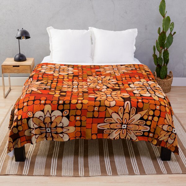 Item preview, Retro tangerine flower patch designed and sold by bekki smith.