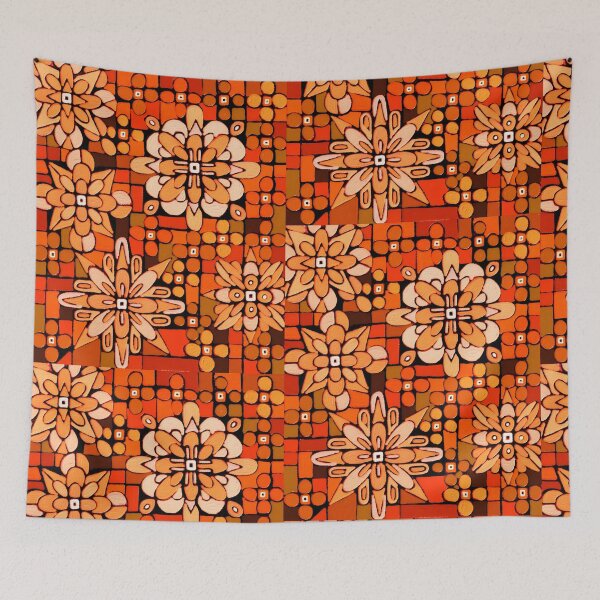 Item preview, Retro tangerine flower patch designed and sold by bekki smith.