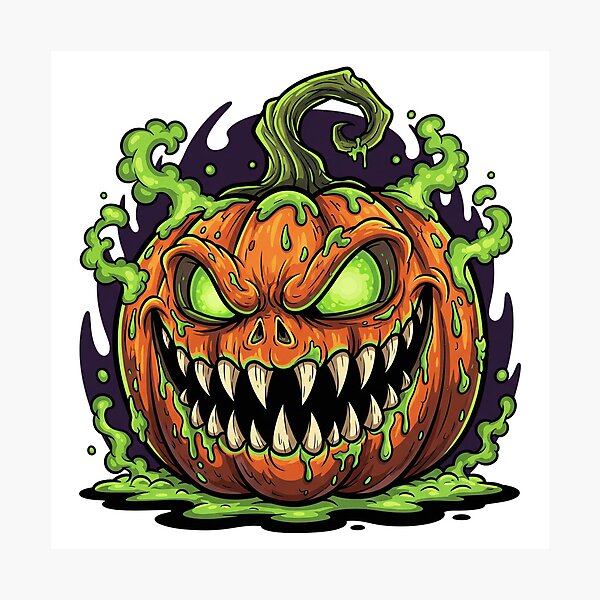 Item preview, Halloween Evil Pumpkin Head | Sinister and Striking Jack-o’-Lantern Horror Graphic designed and sold by Tw1nsAIArt.
