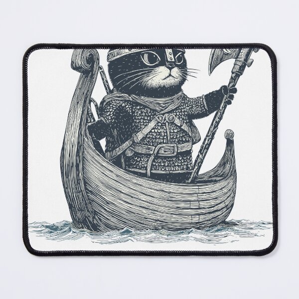 Item preview, Viking Cat T-Shirt – Funny Nordic Design with Cat on Longboat – Gift for Cat Lovers & Friends designed and sold by MementoMoriVibes.