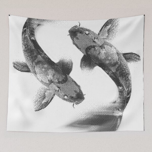 Item preview, Koi Carp Black and white Motion Blur – Glitch Pixel Art designed and sold by judepsd.
