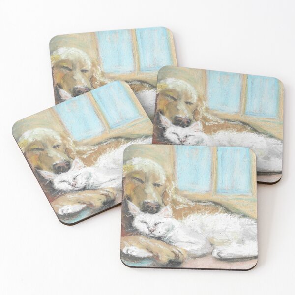 Item preview, Dog and Cat Pastel Drawing – Peaceful Companions by Lena Kloper designed and sold by my-wishlist.