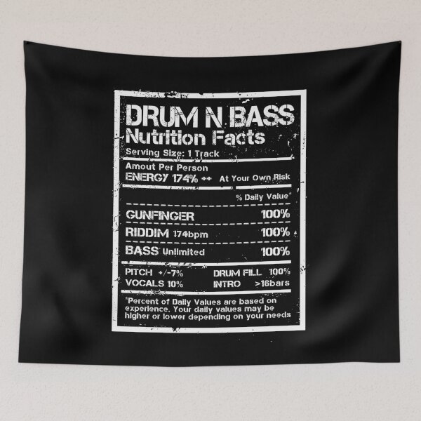 Item preview, The Drum N Bass Nutrition Facts Label ( White Text Edit ) designed and sold by WULFLAND ARTS.