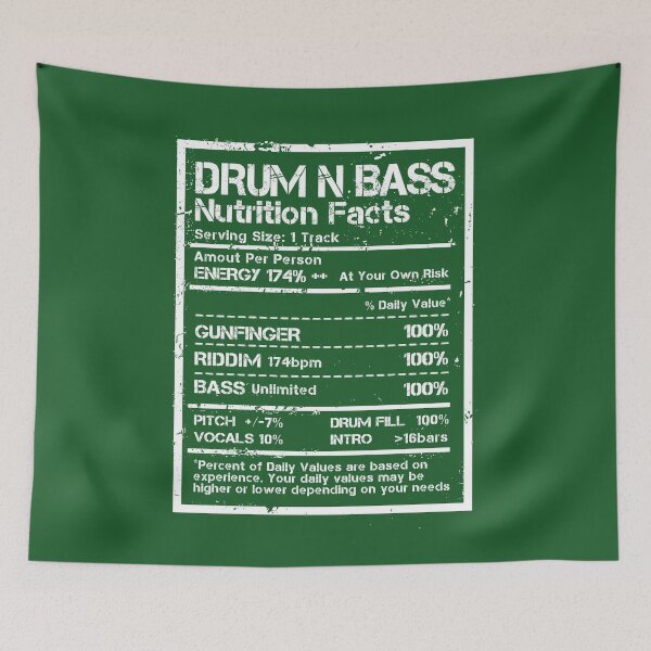 Item preview, Drum N Bass Nutrition Facts Label ( Army Green Edit ) designed and sold by WULFLAND ARTS.